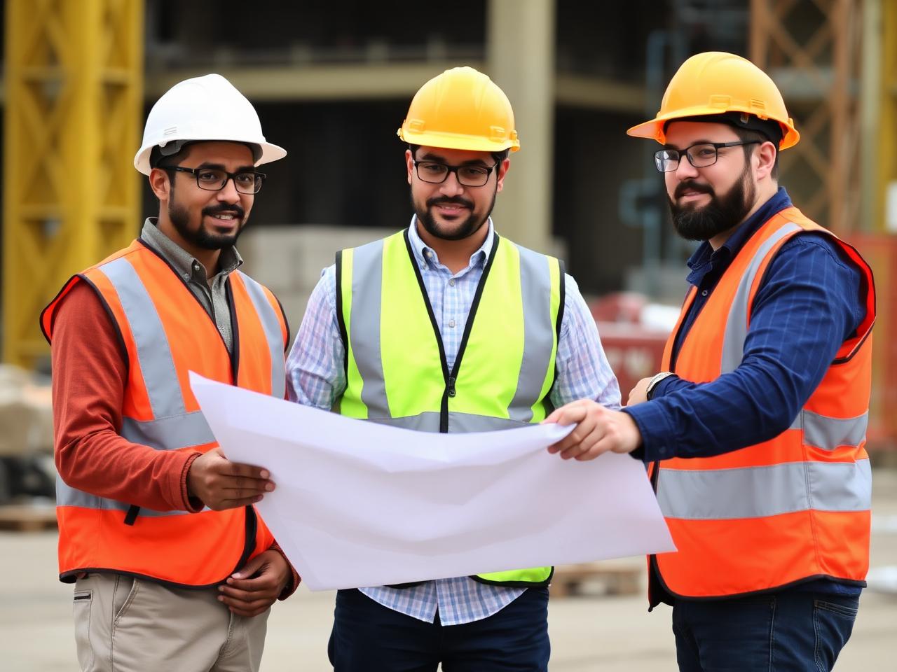 JS Contracting team reviewing plans on-site